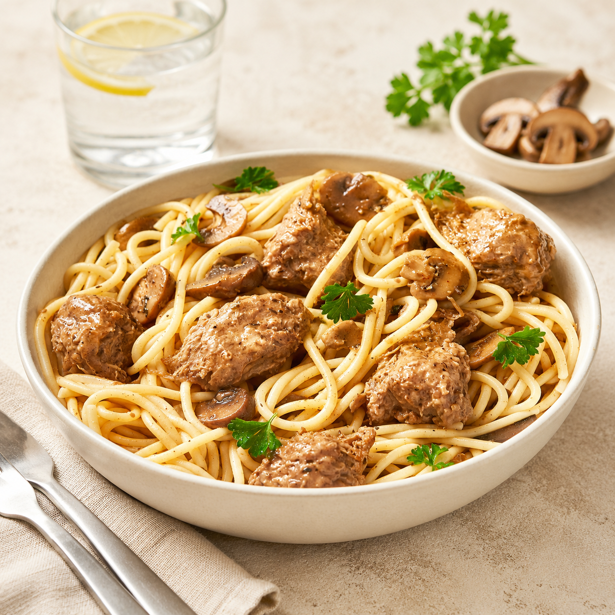 Four-Mushroom Stroganoff