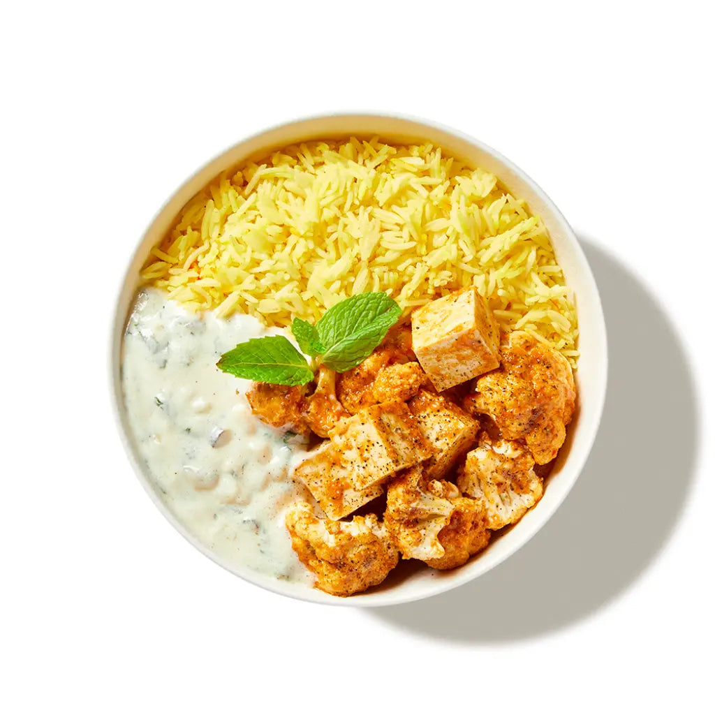 Saffron Rice w Spiced Veg & Raita Soulara