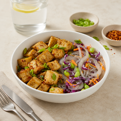 Salt & Pepper Tofu w Korean Noodles