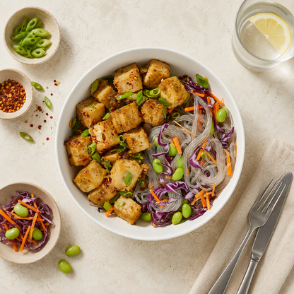 Salt & Pepper Tofu w Korean Noodles
