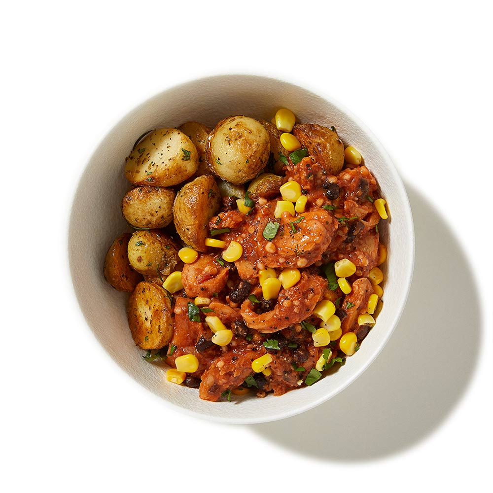 Vegan bbq black bean casserole from Soulara plant based ready made meals