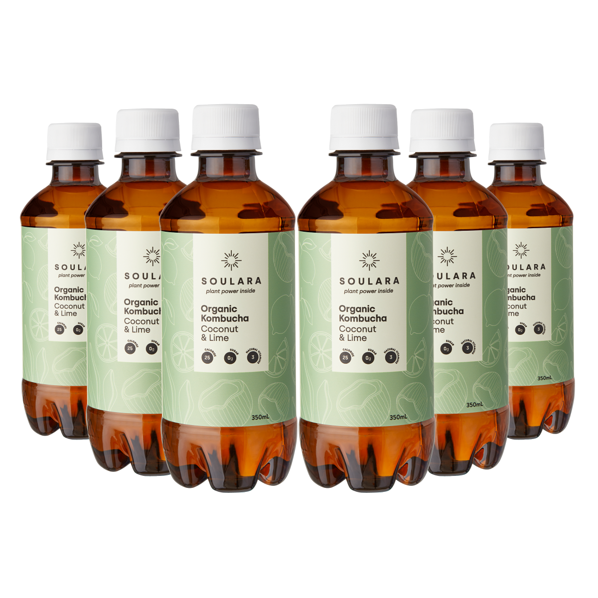 Organic coconut and lime kombucha value pack from Soulara vegan ready made meals.