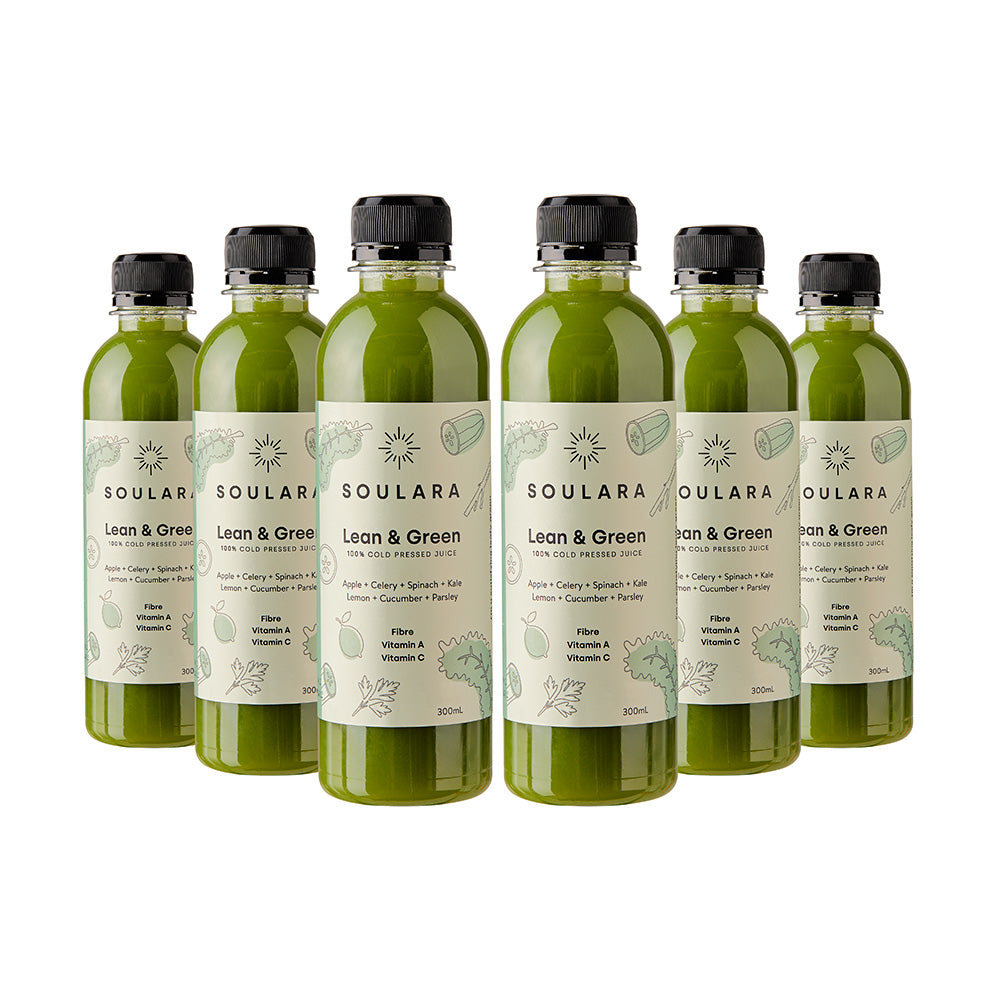 Cold pressed green juice value pack from Soulara vegan ready made meals.